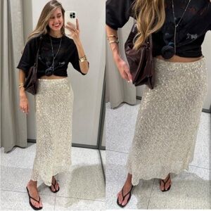 Zara Sequined Long Midi Skirt